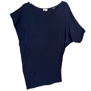 Marcella NYC Elena Top Womens Medium Blue Asymmetrical Sustainable Day to Night